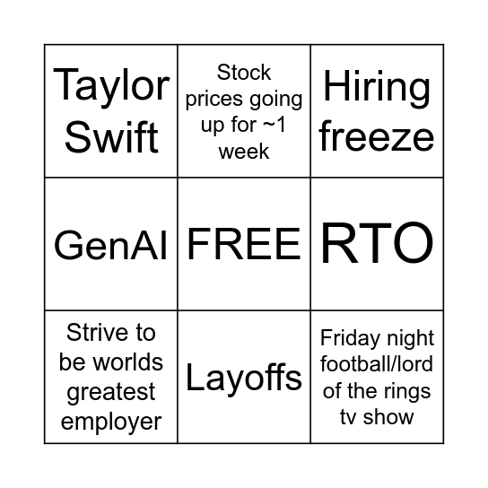 Amazon All Hands Bingo Card