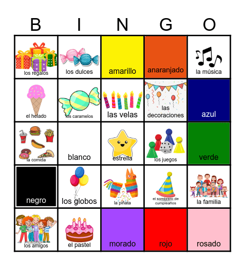 Mi día especial Bingo Card