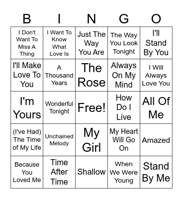Valentine's Day Bingo Card