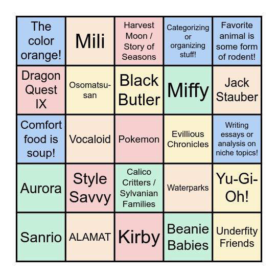 antihibikase's Similar Interest Birthday Bingo 🍰 Bingo Card