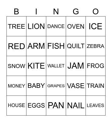 ALPHABET Bingo Card