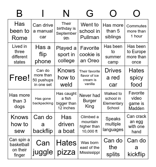 Get to Know the CSTC Staff Bingo Card