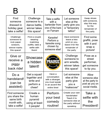 Prairie Holiday Party Bingo! Bingo Card