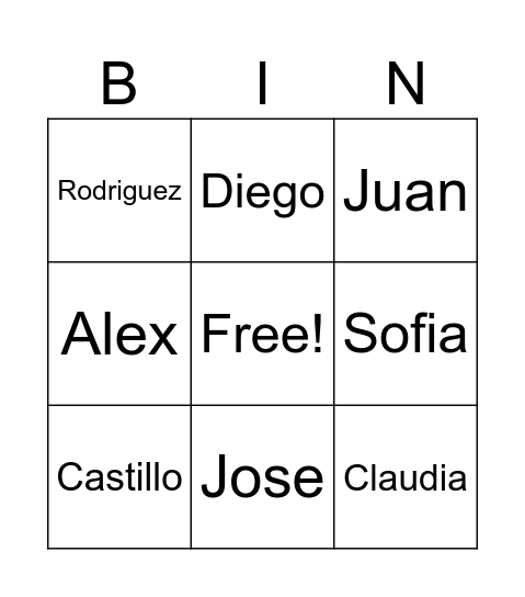 Spanish Alphabet Practice Bingo Card