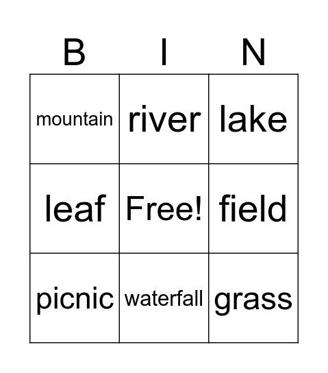 In the countryside Bingo Card