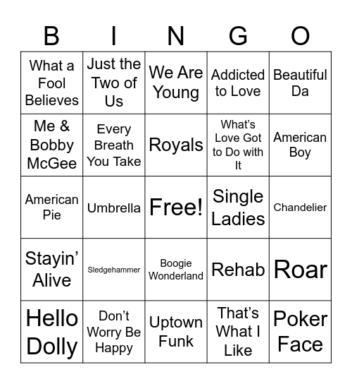 Grammy 24 Bingo Card