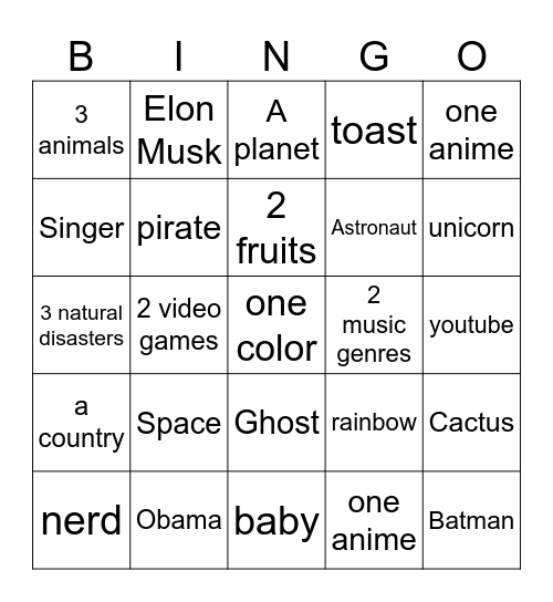 Infinite Craft Bingo Card