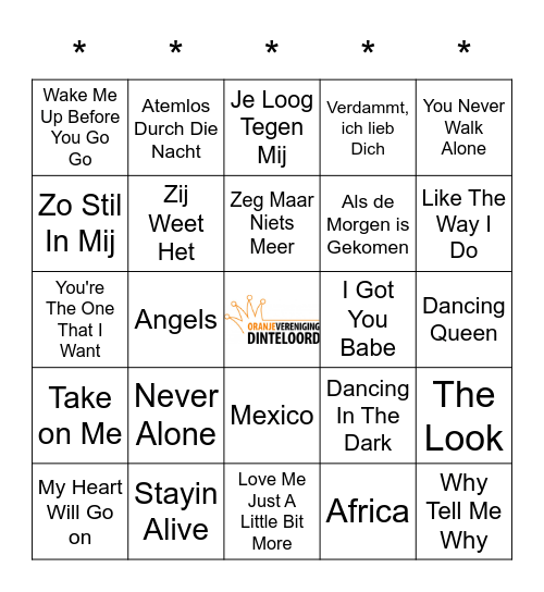 SWiNGO! Bingo Card