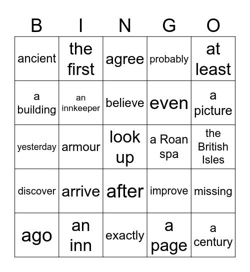 Come with me! 5 CH 7 Bingo Card