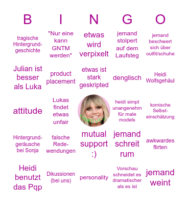 GNTM 2023 Bingo Card