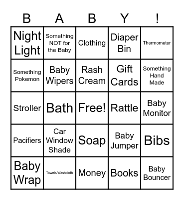Baby Bingo! Bingo Card