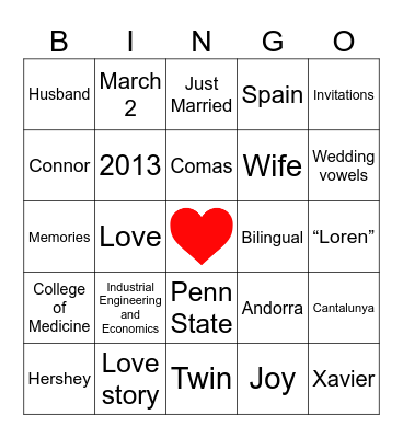 Laurens Shower Bingo Card