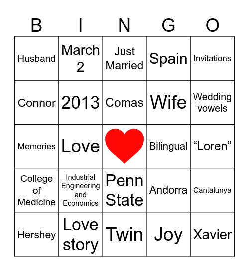 Laurens Shower Bingo Card