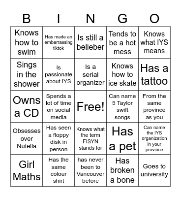 FIND SOMEONE WHO Bingo Card