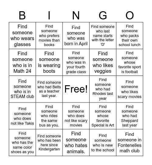 ROOM 202 BINGO Card