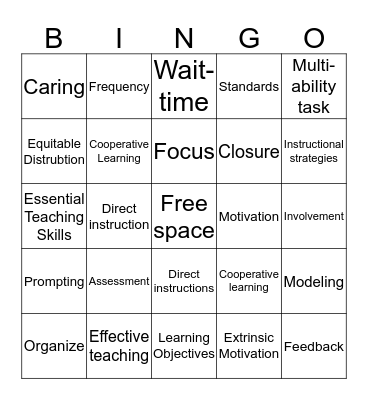 Becoming an Effective Teacher Bingo Card