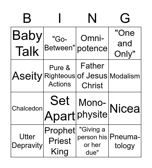 Review for Doctrines Exam Bingo Card
