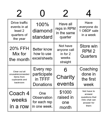 2024 Goal Bingo Card