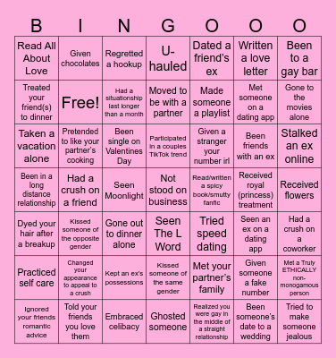 Valentines Day Bingo Card