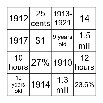 Home Front Bingo Card