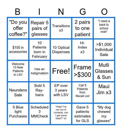 LSV BINGO Card