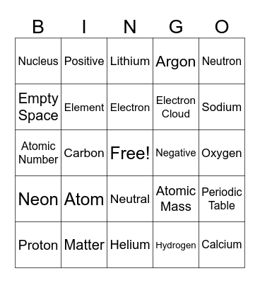 ATOMS Bingo Card