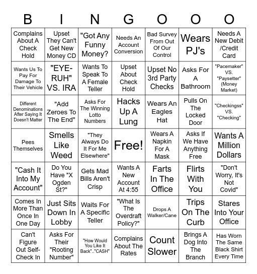 Things Branch Members Do/Say Bingo Card