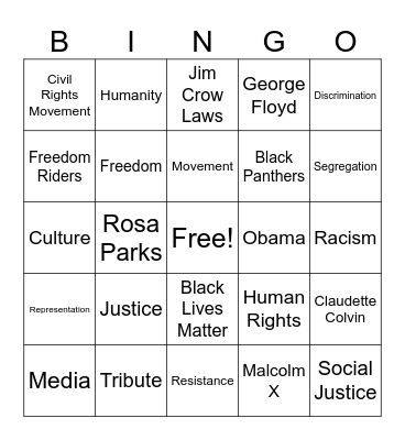 Black History Month Bingo Card