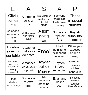 Logan and St. Agnes predictions Bingo Card