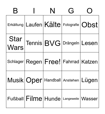 Wer bin ich? Bingo Card