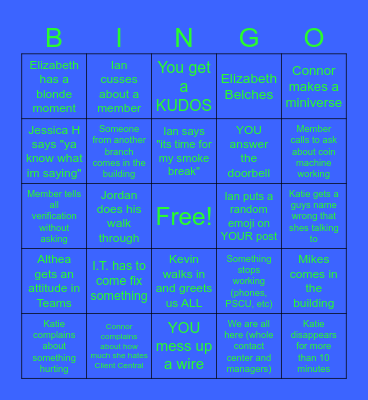 VSCU RM CC BINGO Card
