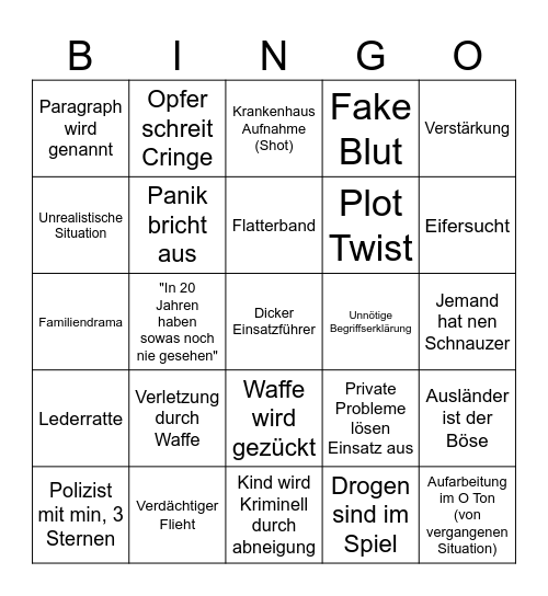 Auf Streife BINGO Card