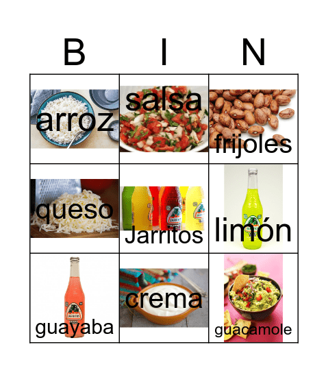 Burritos y Jarritos Bingo Card