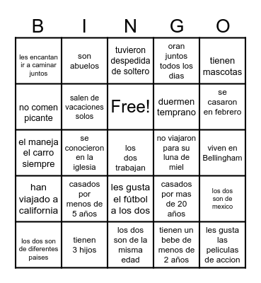 Un Tiempo Contigo Bingo Card