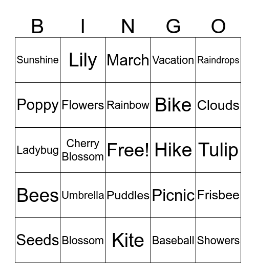 Spring Bingo Card