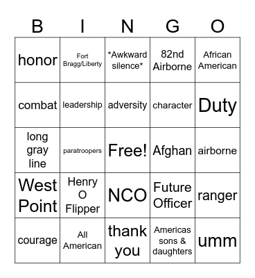 Flipper Dinner Bingo Card