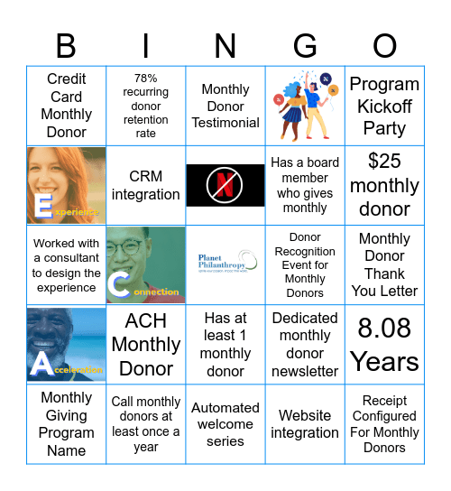 Recurring Giving Networking Bingo Card