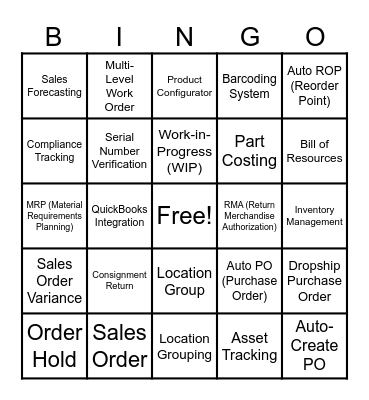 Fishbowl Bingo Card