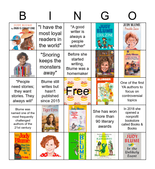 Happy Birthday Judy Blume! Bingo Card