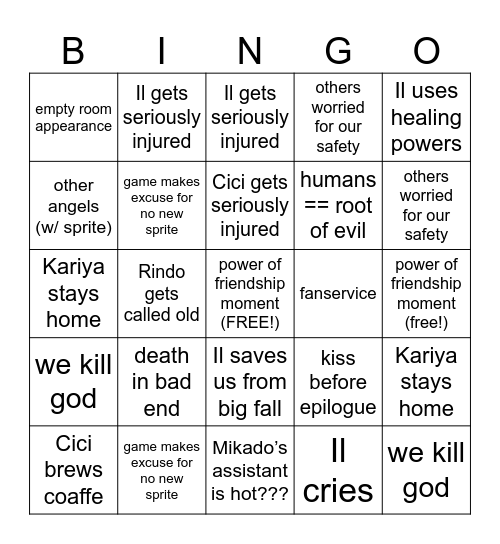 Cafe Enchante - Il's Route Bingo Card