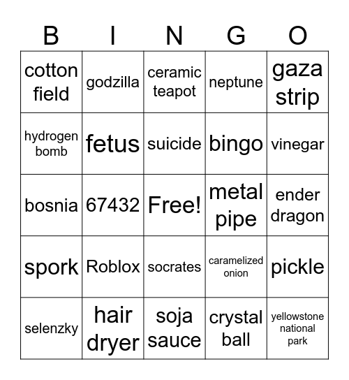 Infinite Craft Bingo Card