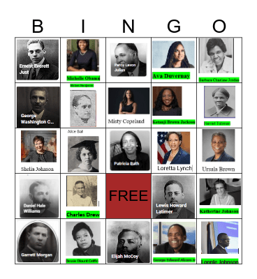 Black History "Tringo" Bingo Card