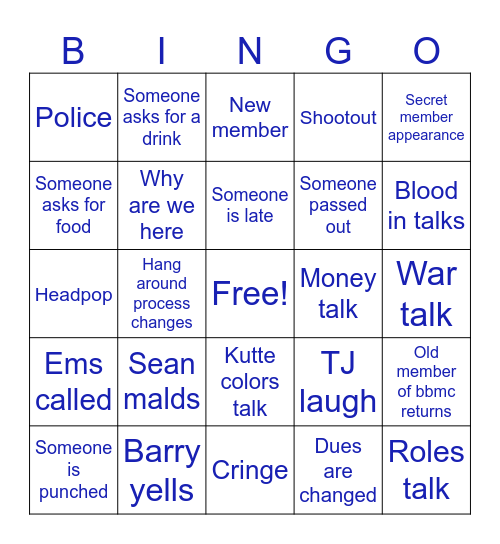 Admc bingo Card