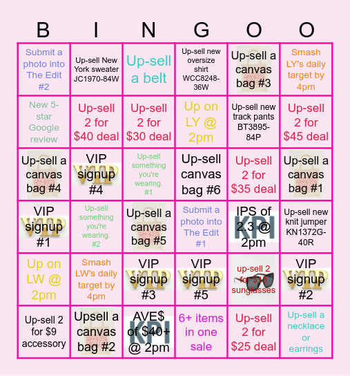 VIC Bingo Comp Bingo Card