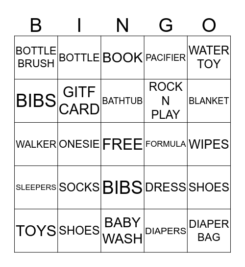 Kylie's Baby Gift BINGO!! Bingo Card