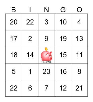 KIDS BANK SAVINGS TRIVIA BINGO Card