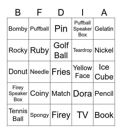 BFDIA Bingo Card