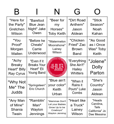 Country Bingo Card