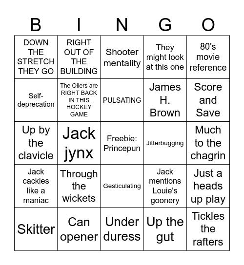 Oilers broadcast bingo Card
