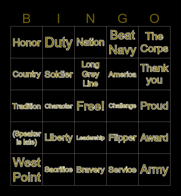 West Point Bingo Card